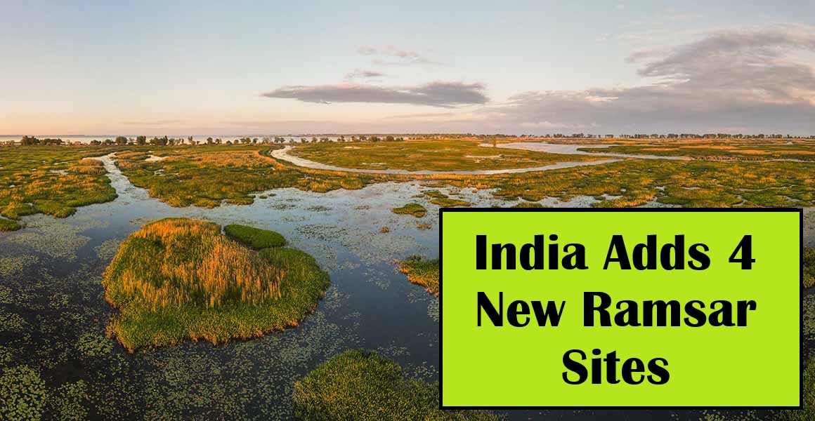 Map and birds representing India’s 4 new Ramsar wetland sites (2025) – Tamil Nadu, Sikkim & Jharkhand
